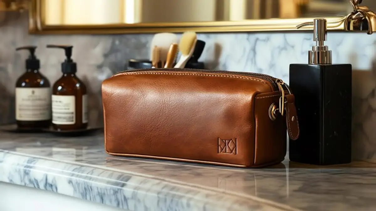 luxury travel kit men leather toiletry bag